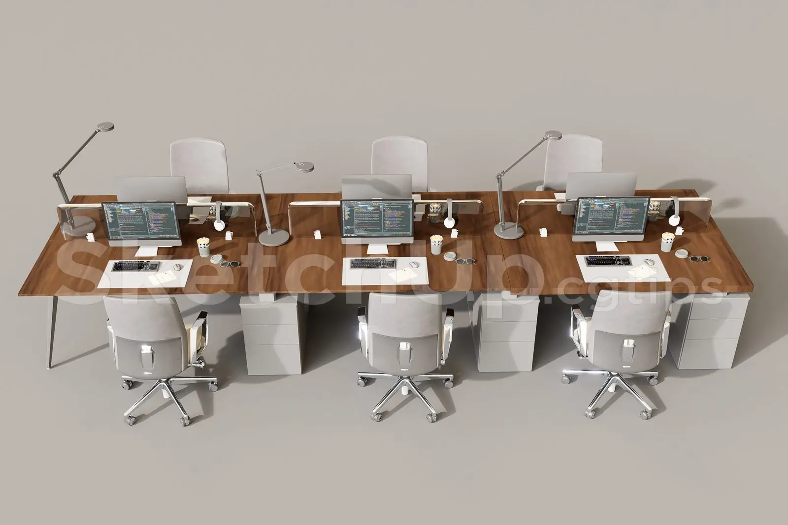 Office desk and chairs