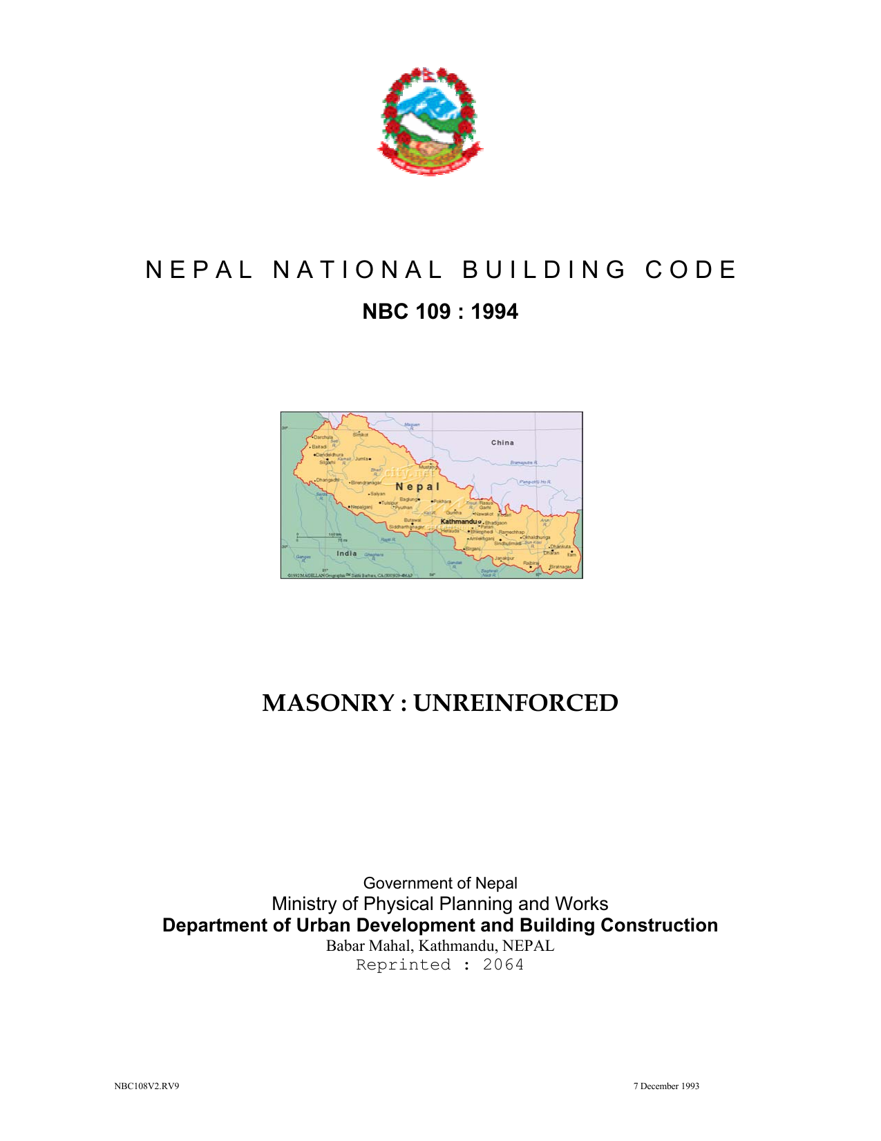 NBC 109: Masonry — Unreinforced