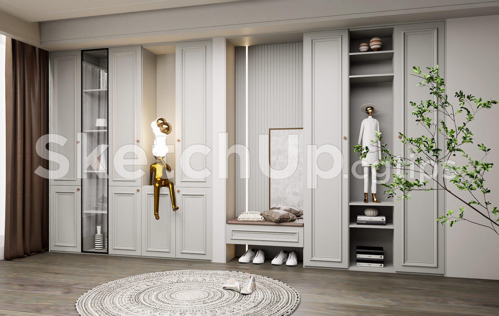 Modern Shoe Cabinet SketchUp 3D Model