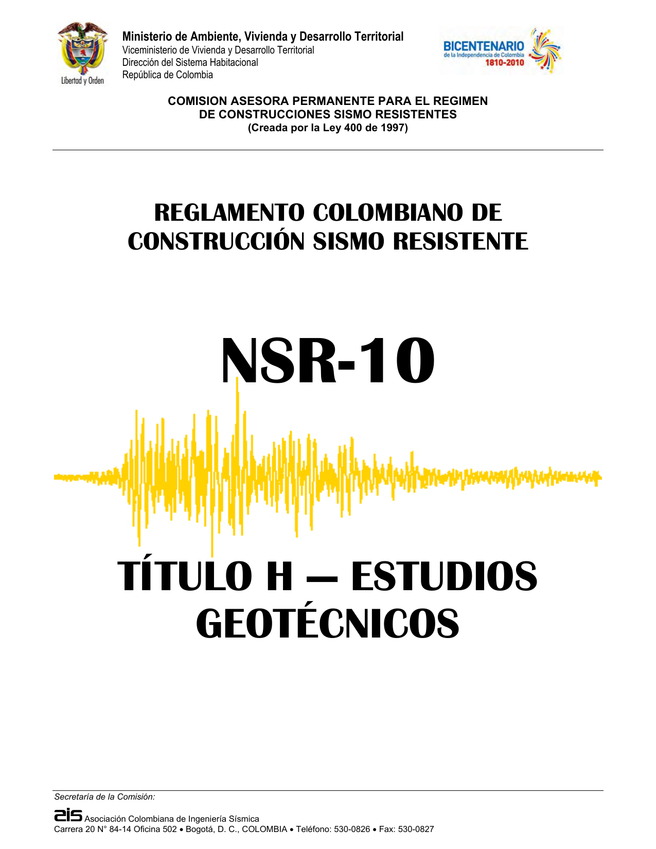 NSR-10 Título H: Estudios Geotécnicos