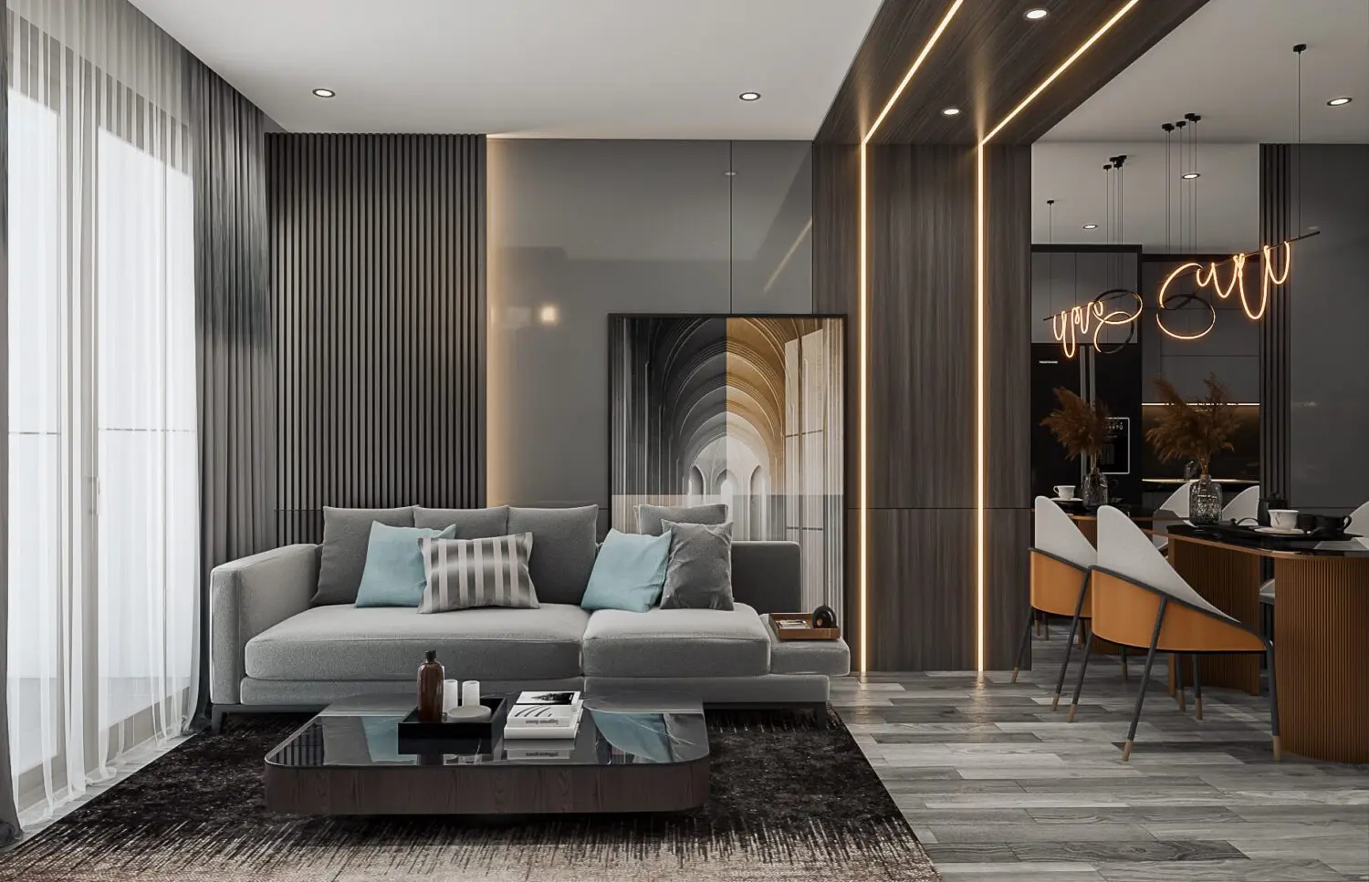 Living Room – Kitchen Interior — preview 1, by KiKa (cgtips, CC0)