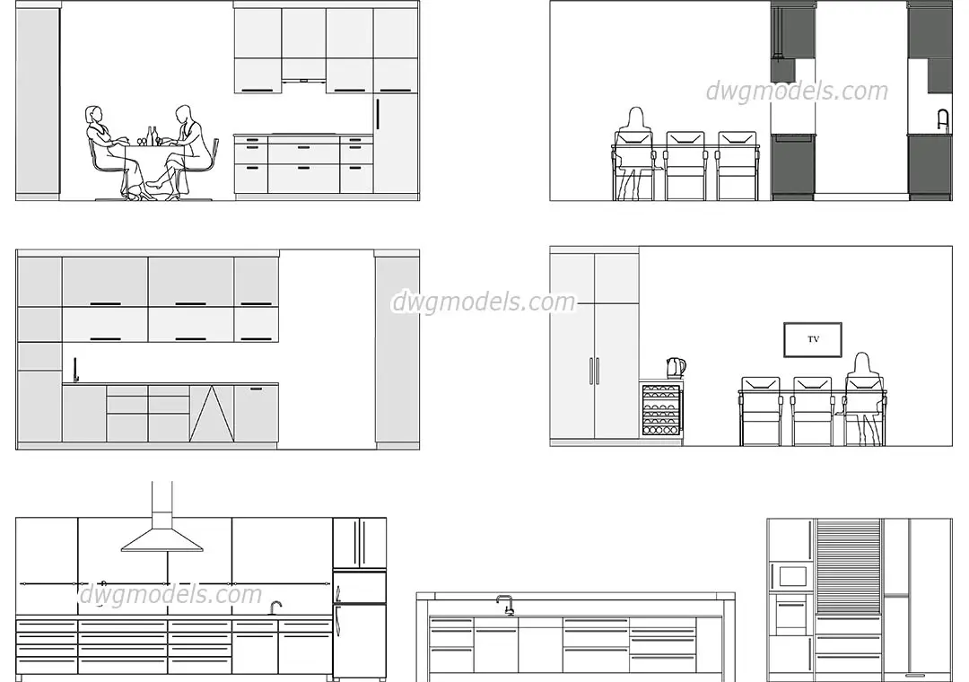 Modern Kitchen Elevation — preview 1 (dwgmodels.com, CC0)