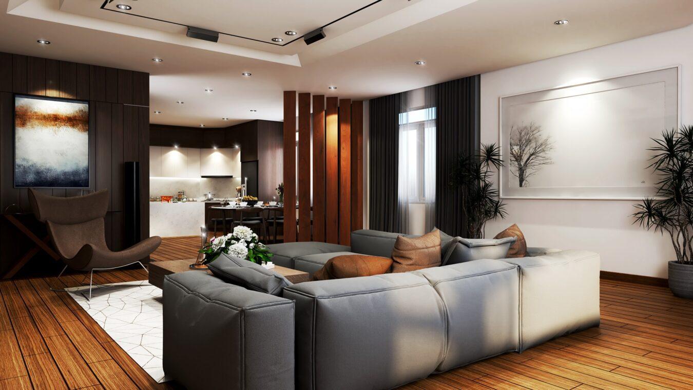 Living Room – Kitchen Model Interior