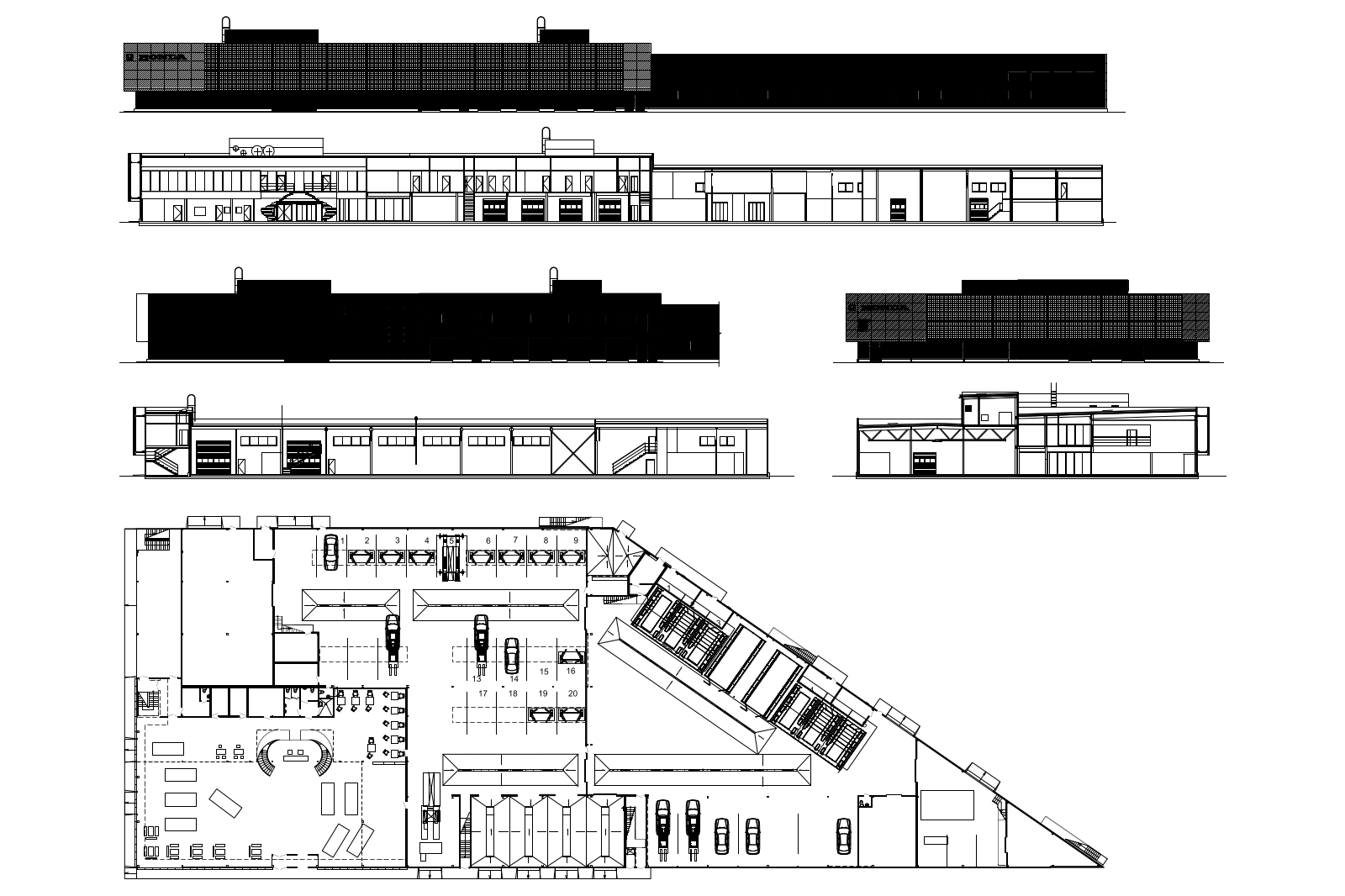 Car showroom and service station