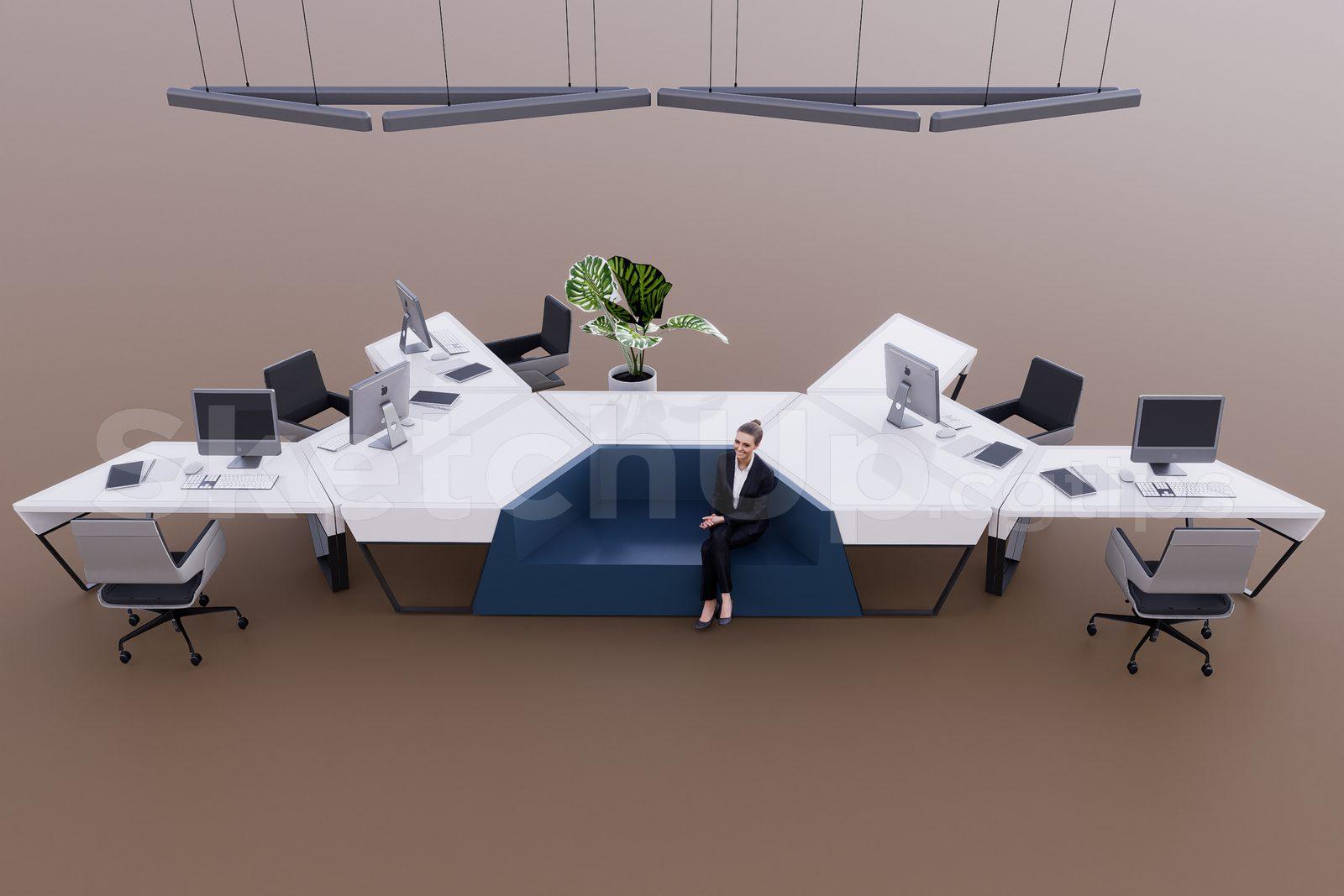 Office desk and chairs