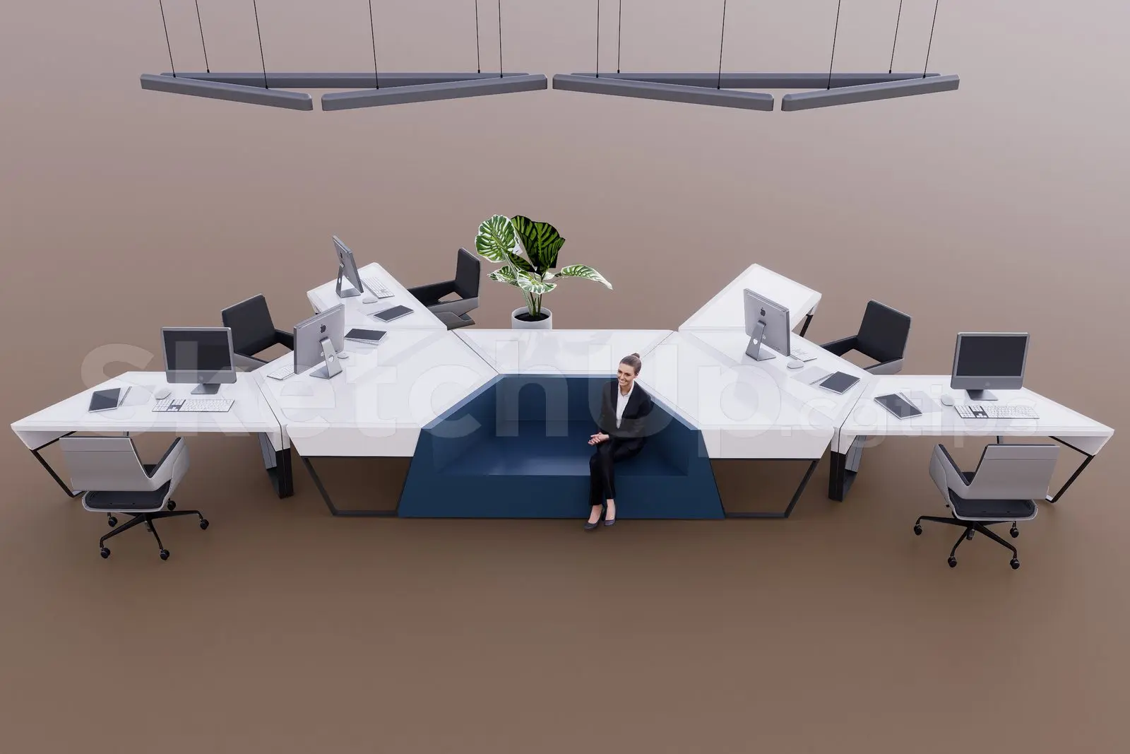 Office desk and chairs
