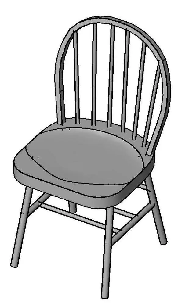 Windsor Dining Chair — preview 1, by Arnie Bunkley (RevitCity, CC0)