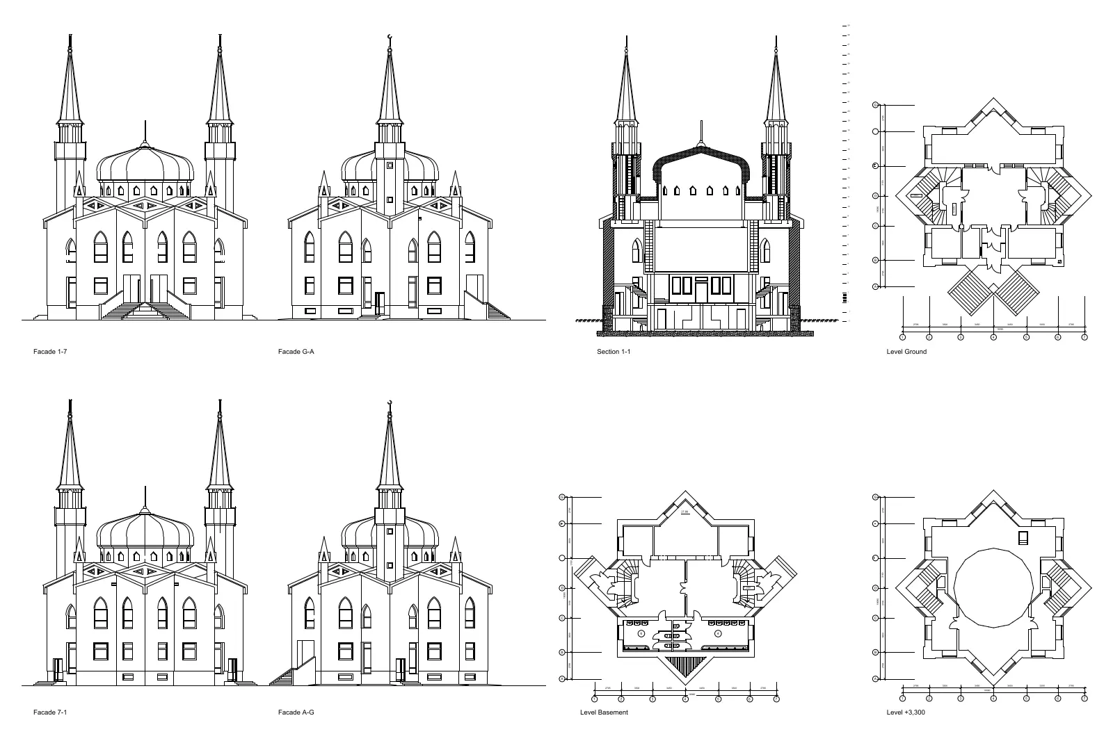Mosque plan — CAD drawing preview