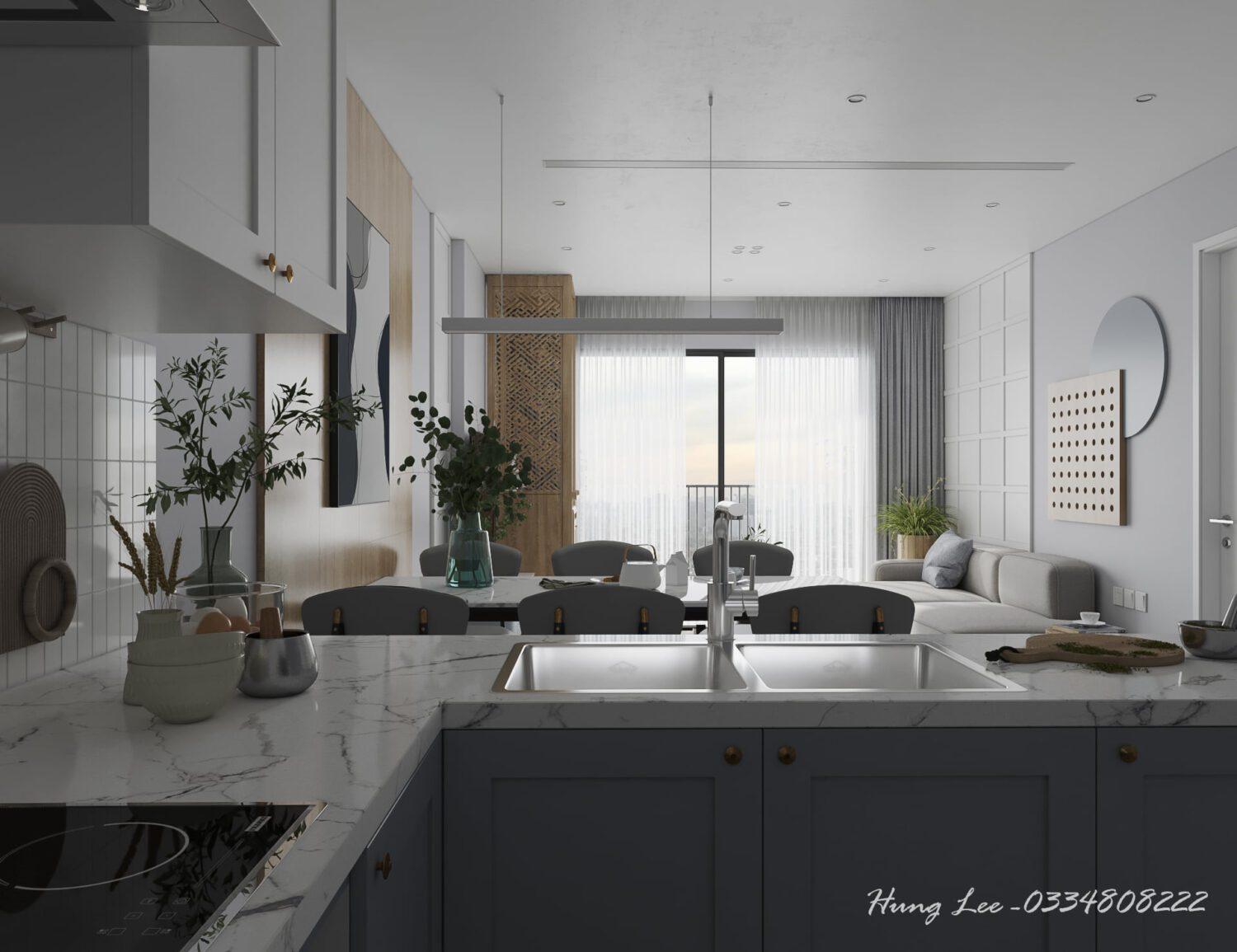 Living Room- Kitchen Interior Scene