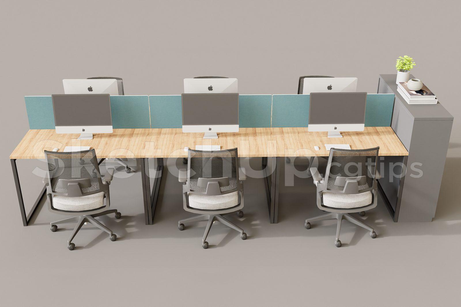 Office desk and chairs