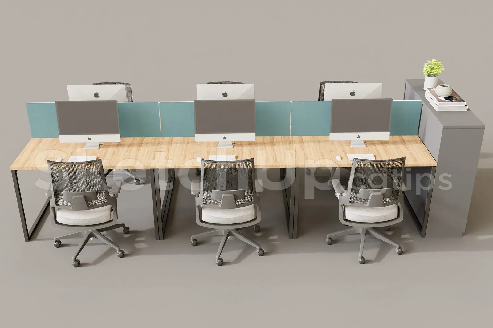 Office desk and chairs
