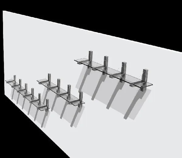 Adjustable glass shelf