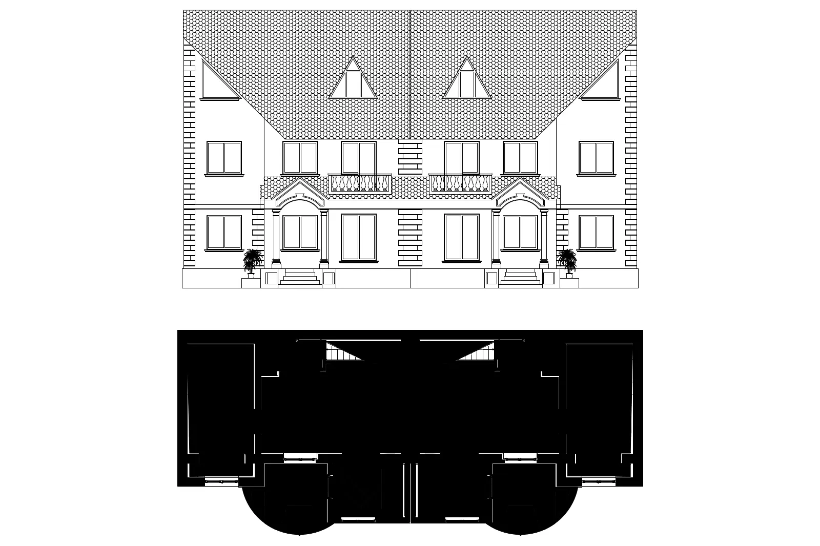 Semi-detached house 1 — CAD drawing preview