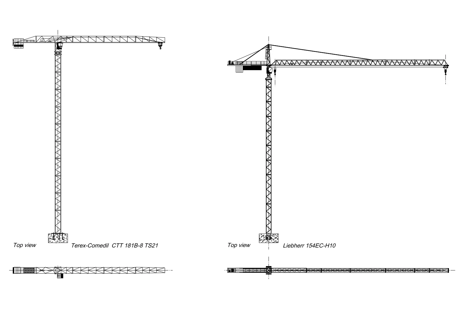 Tower Cranes — CAD drawing preview