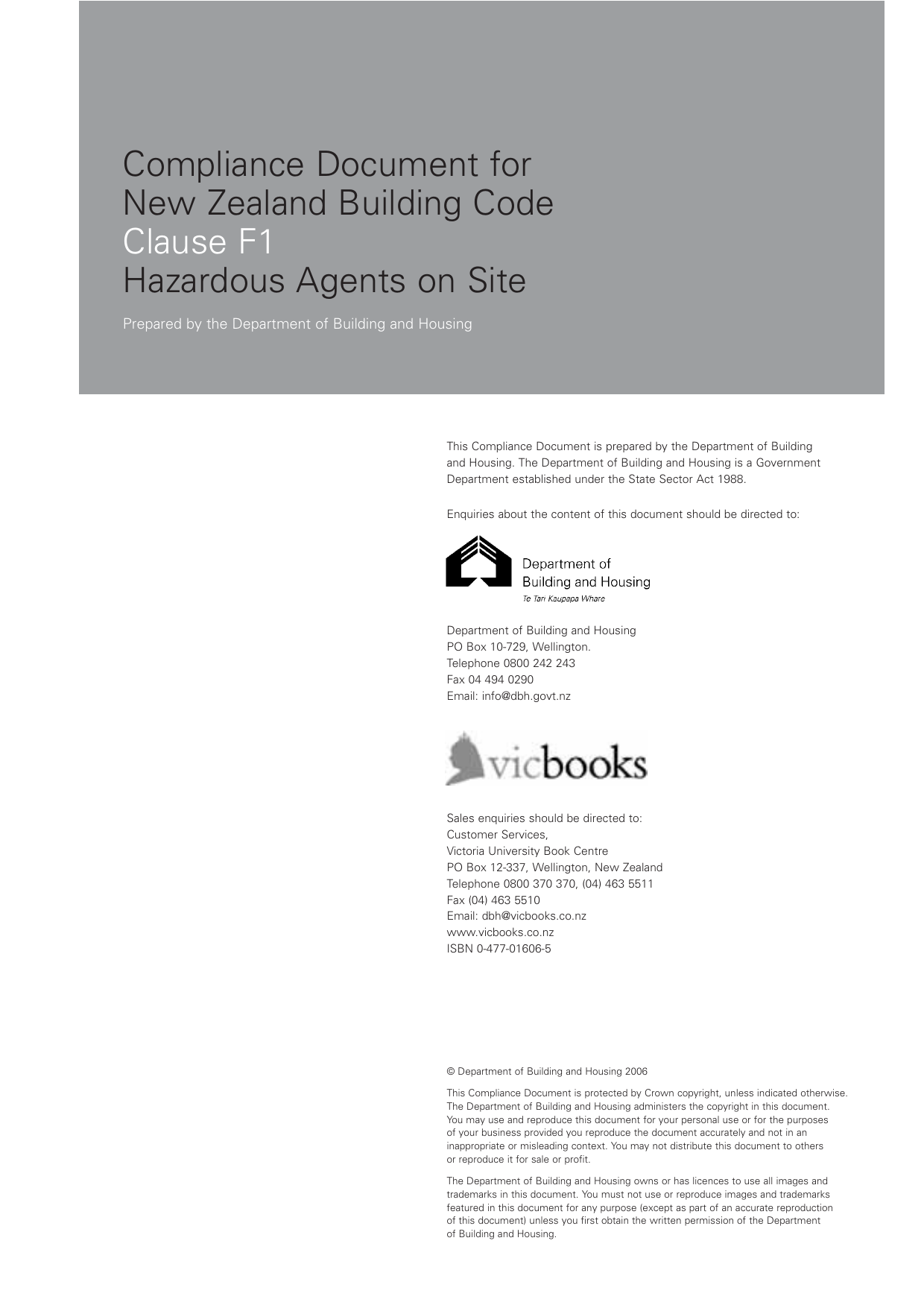 New Zealand Building Code F1 — Hazardous Agents on Site (Acceptable Solution & Verification Method)