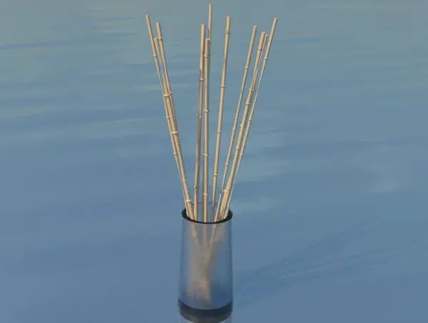 Decorative Glass base with Bamboo Sticks