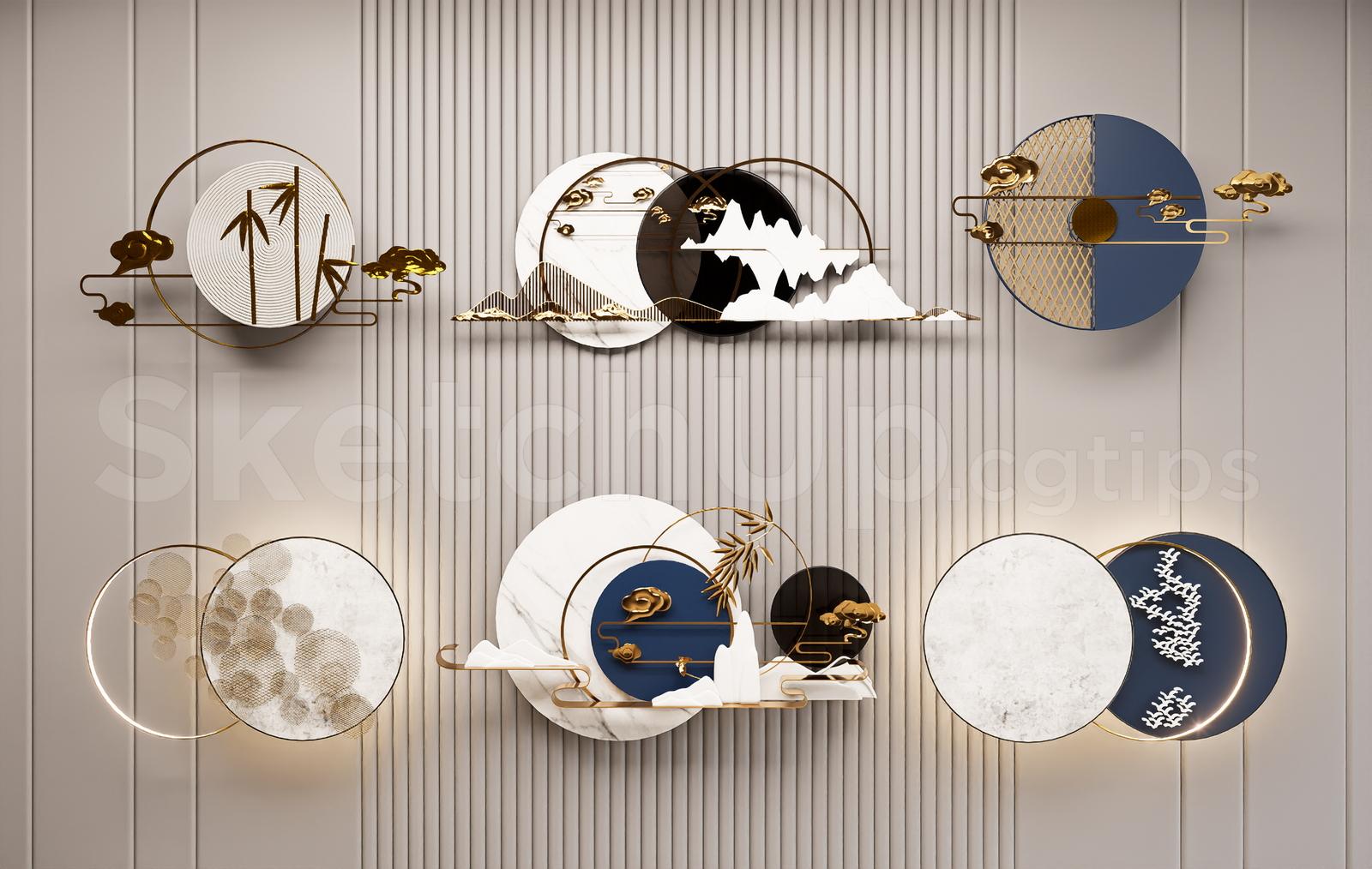 Contemporary Asian Style Backlit Wall Decor Pack