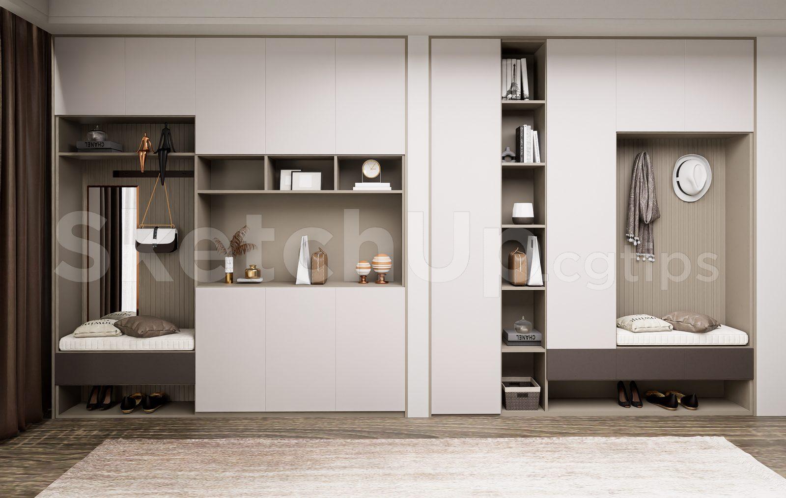 Modern Shoe Cabinet SketchUp 3D Model