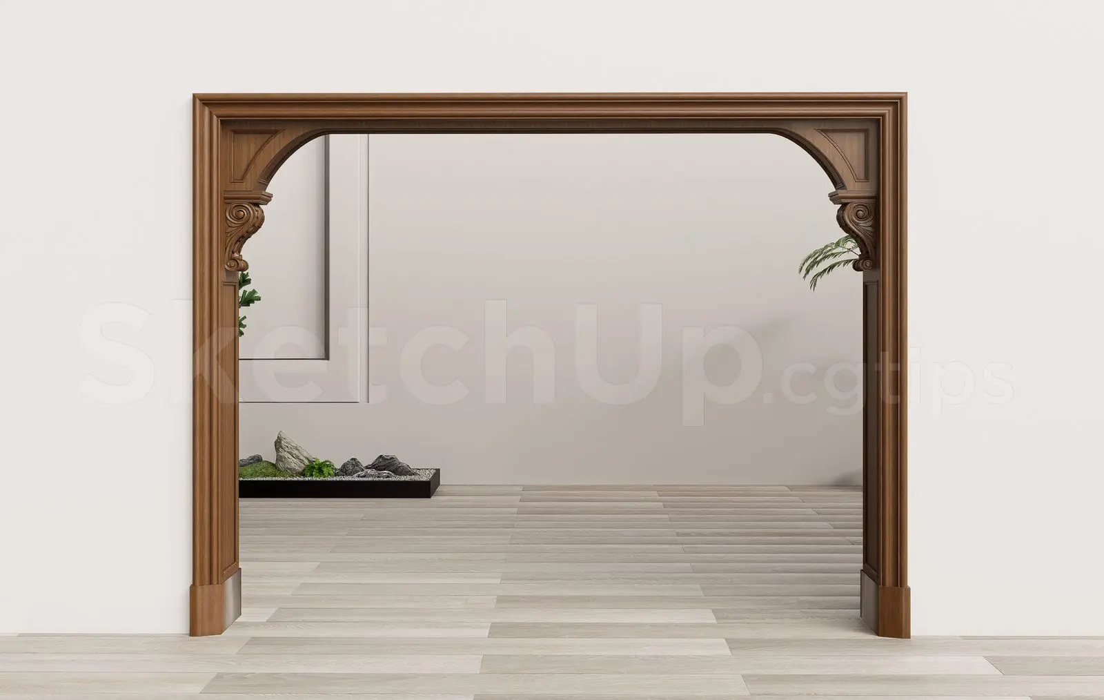 Classic Wooden Arched Doorway