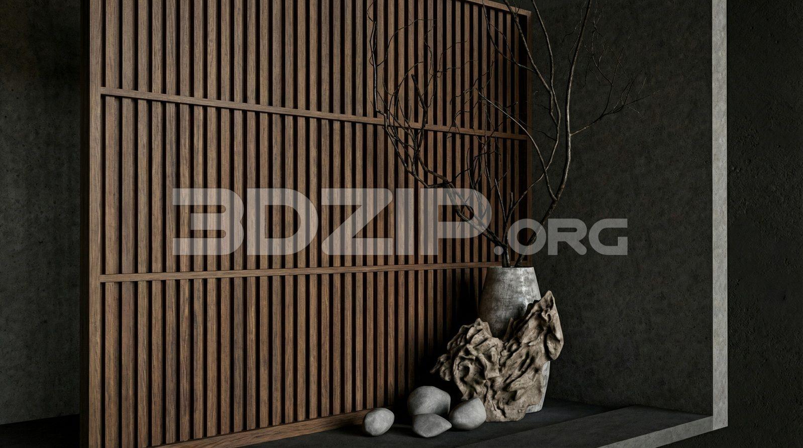 Architectural Interior Visualization with Wooden Panel Wall Design