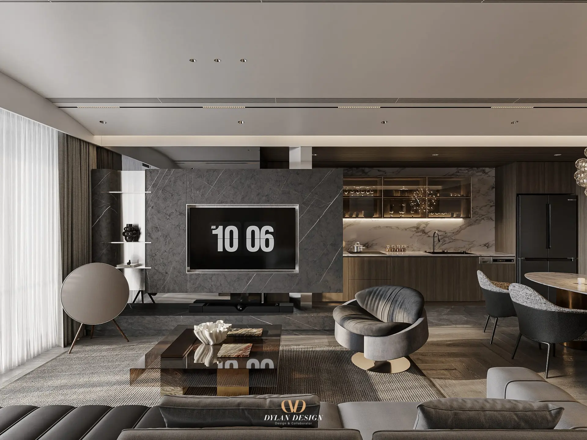 Living Room – Kitchen Interior — preview 1, by Bui Vien (3dzip)