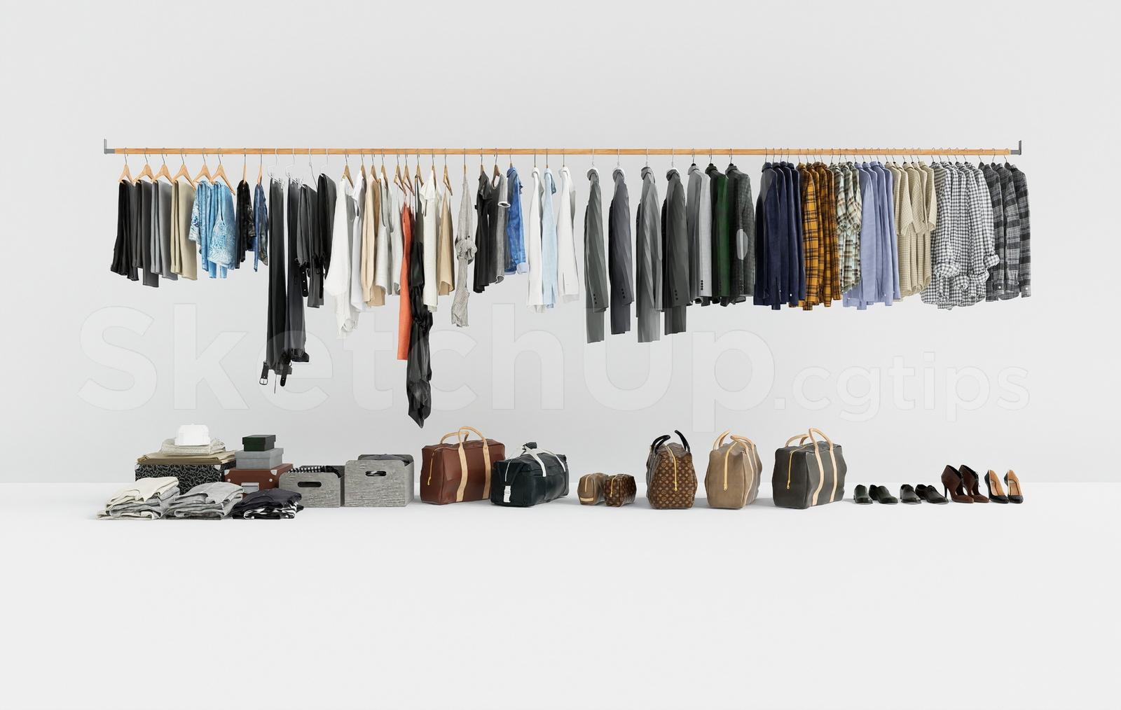 Clothing Rack with Clothes, Bags and Shoes