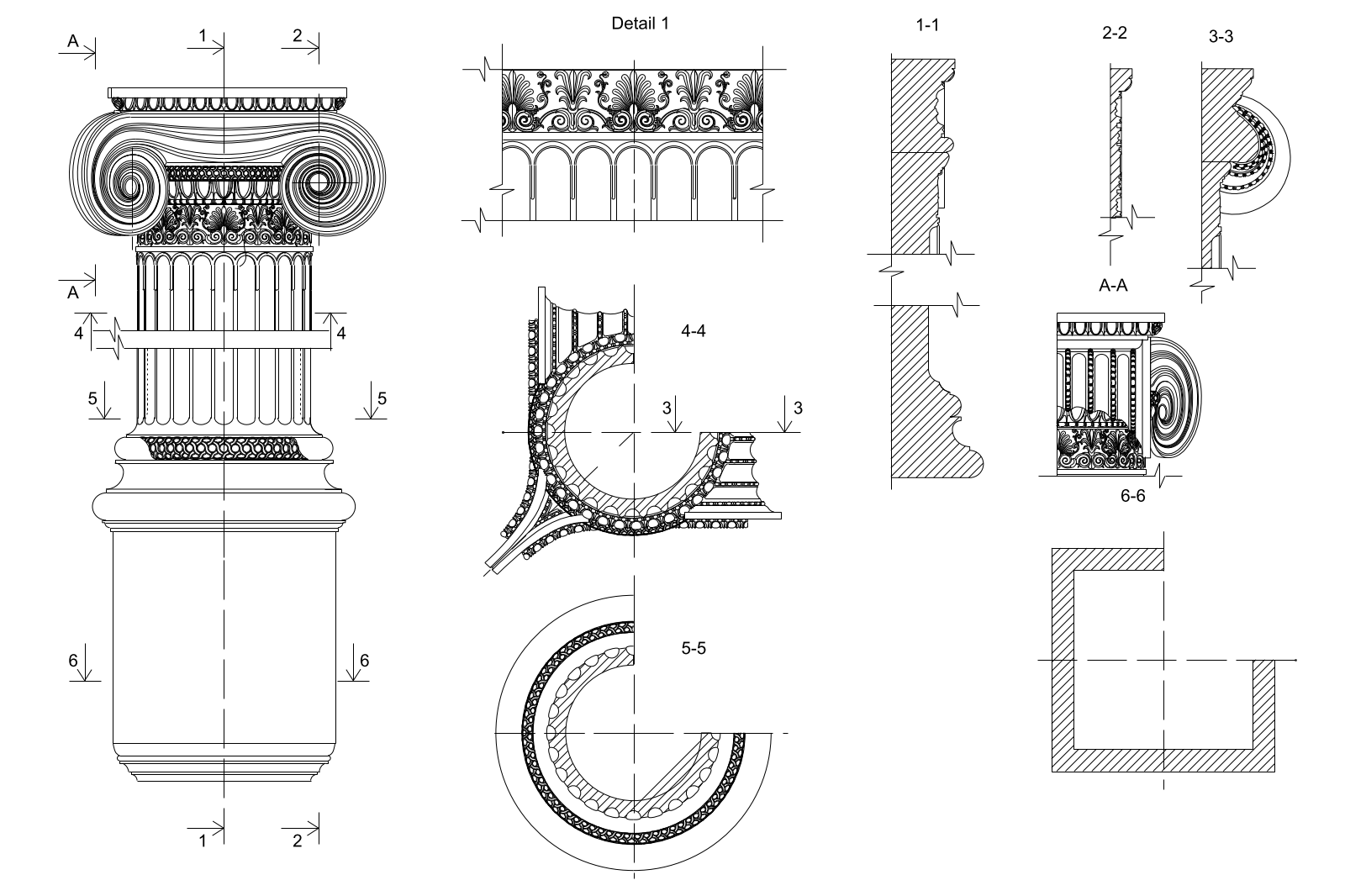 Ionic corner pilaster details