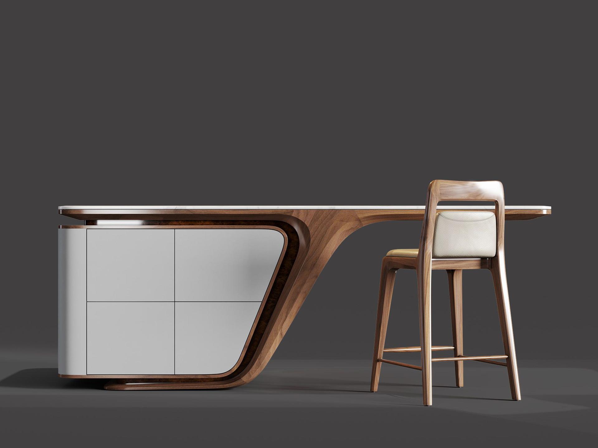 Walnut Wood Kitchen Island
