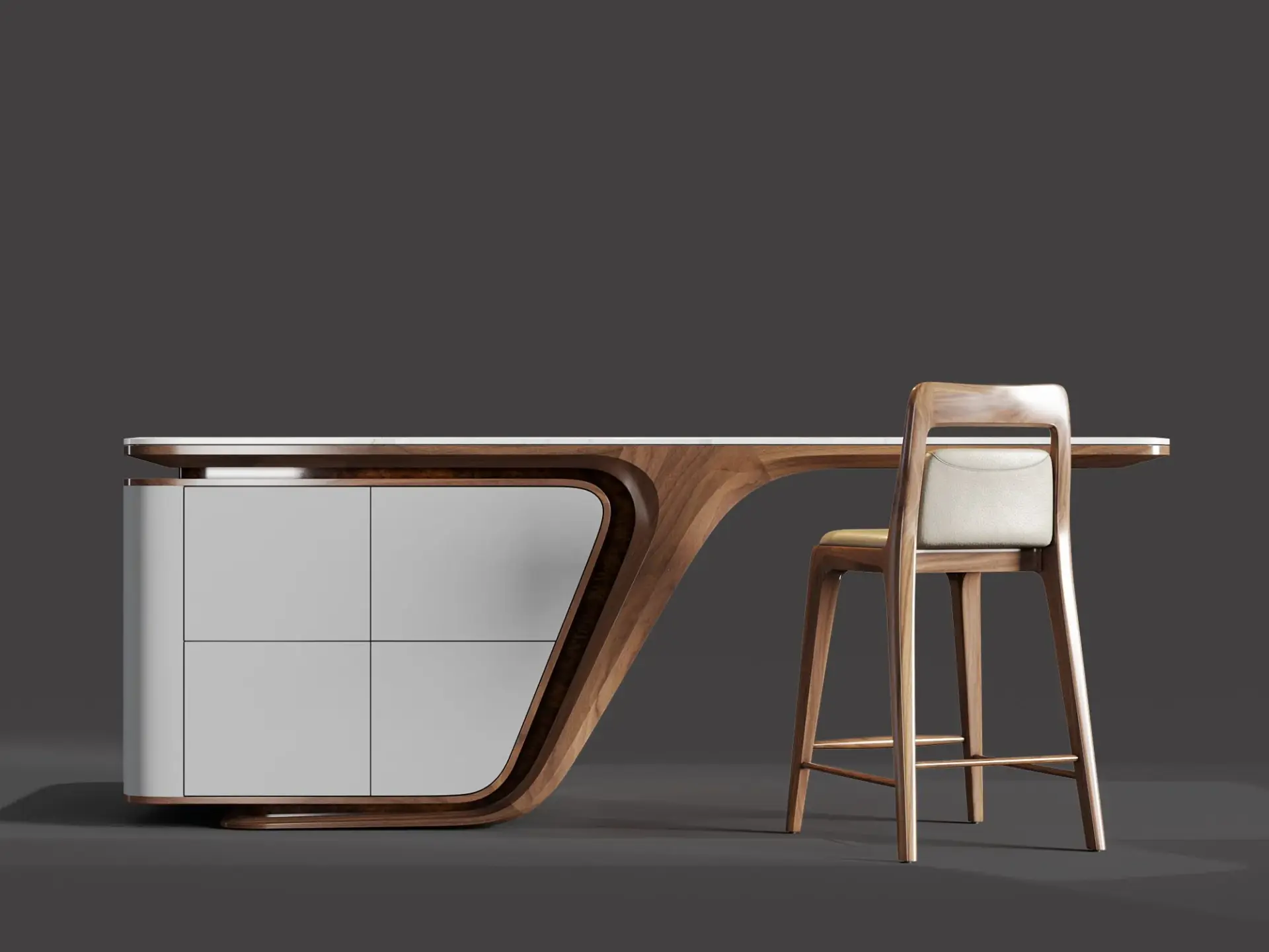 Walnut Wood Kitchen Island