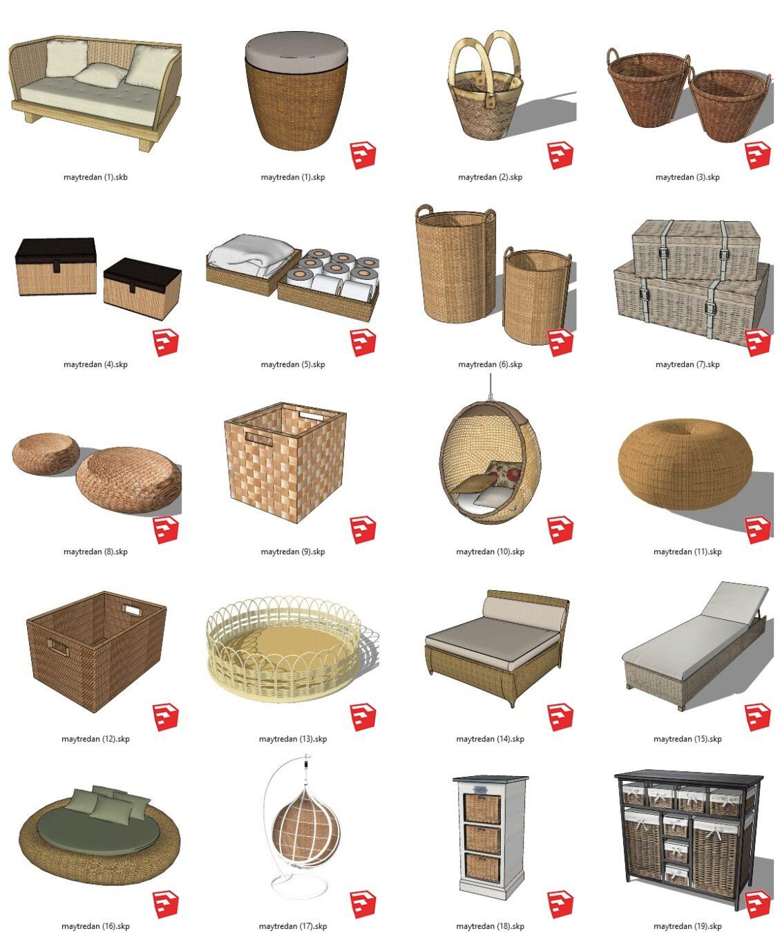 A Collection Of Furniture Rattan