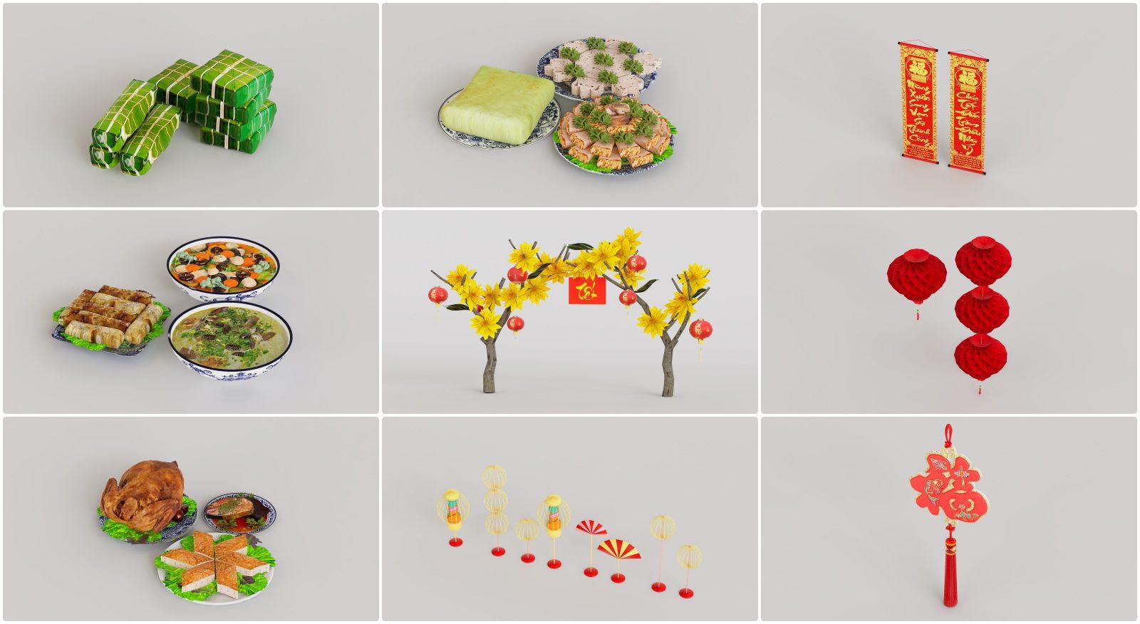 thư viện 3D Sketchup model Tết xưa