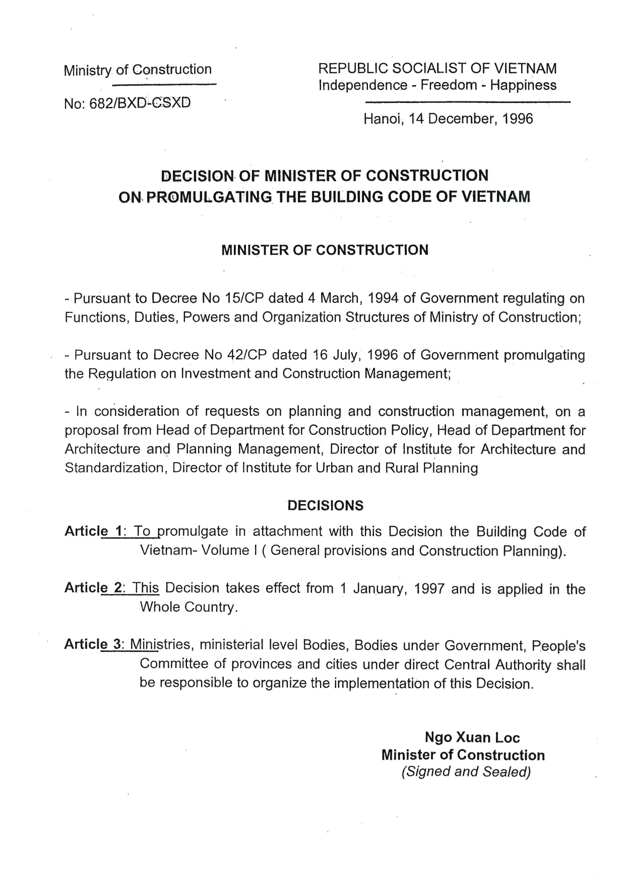 Vietnam Building Code — General Provisions