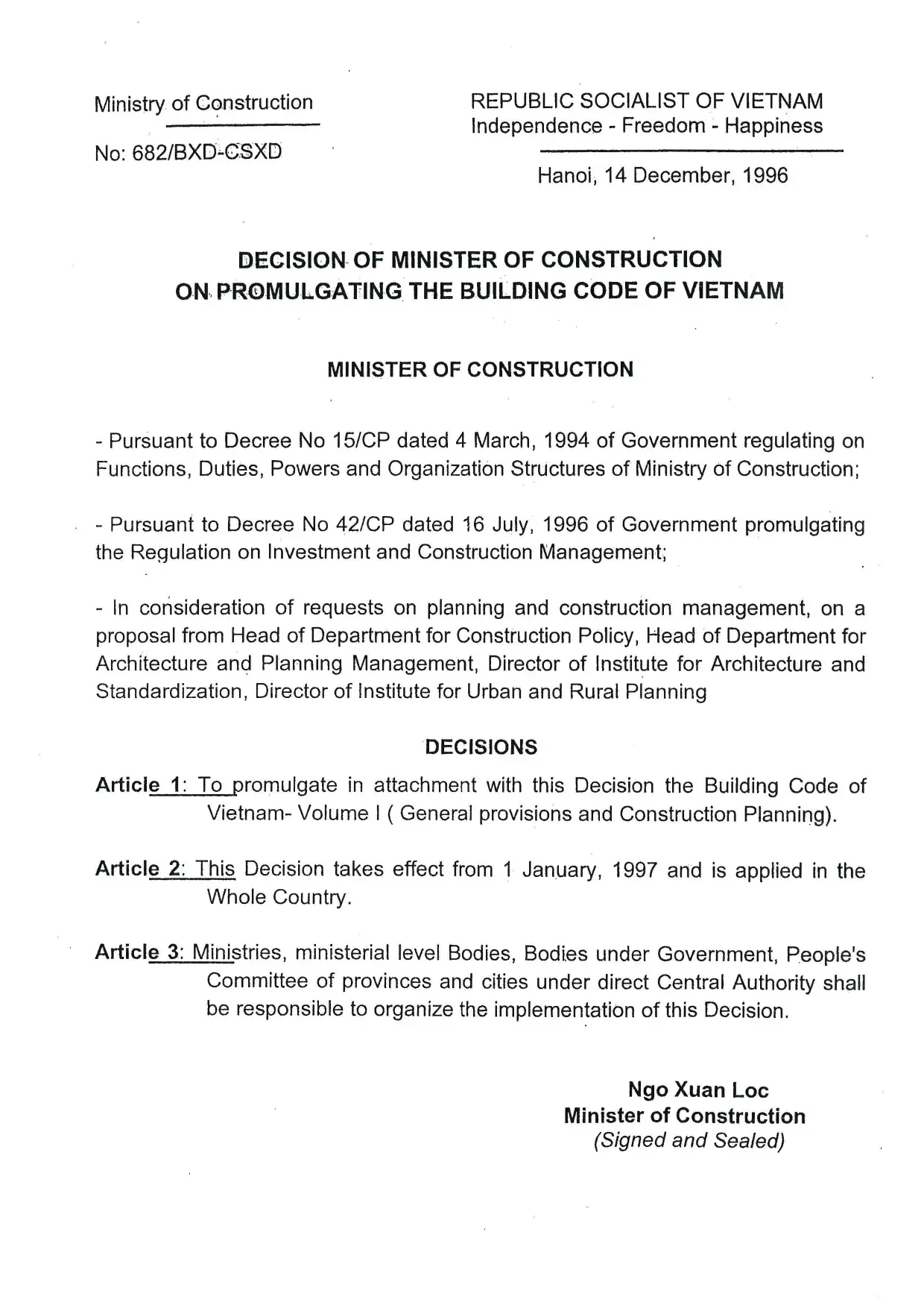 Vietnam Building Code — General Provisions