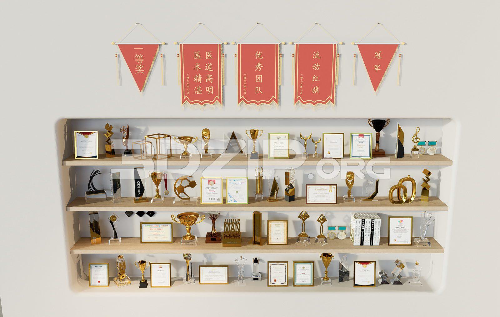 Various Types Of Trophies And Cups