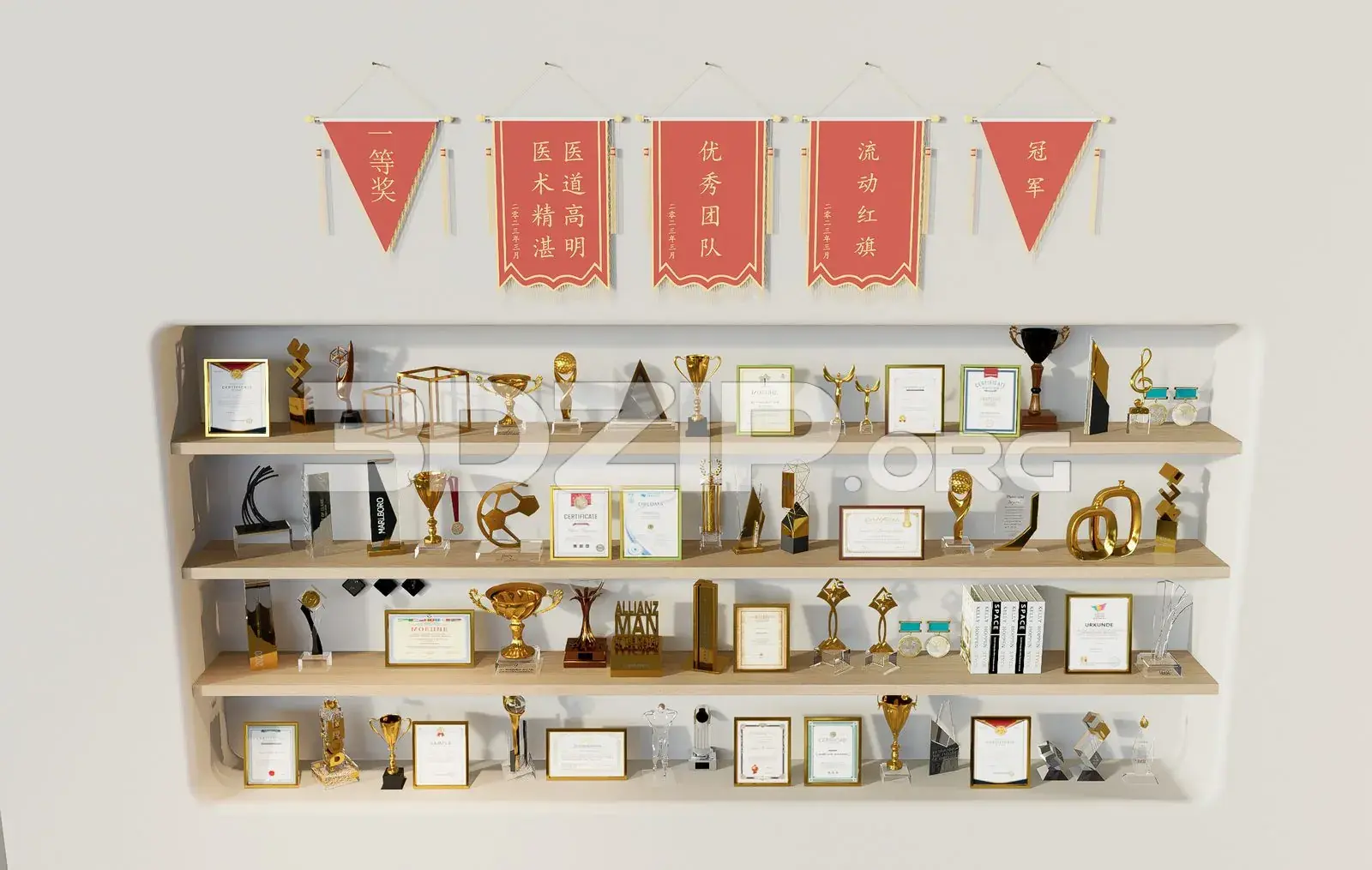 Various Types Of Trophies And Cups