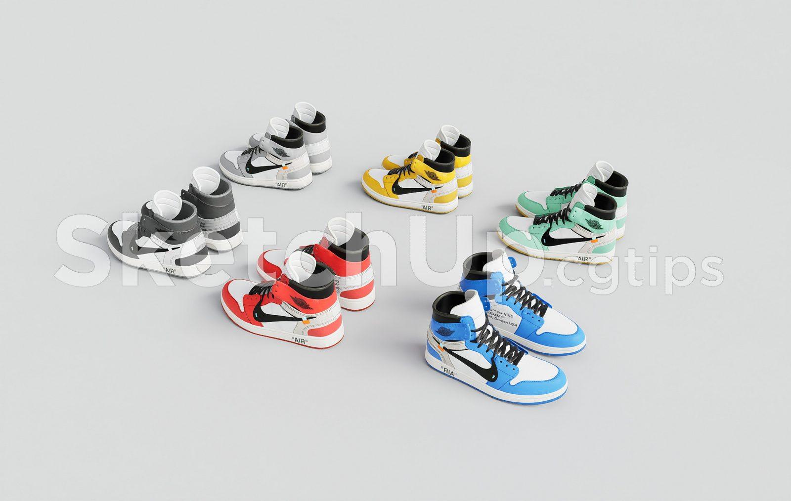 Modern High-Top Sneaker SketchUp Model – Fashion Shoes 3D Design