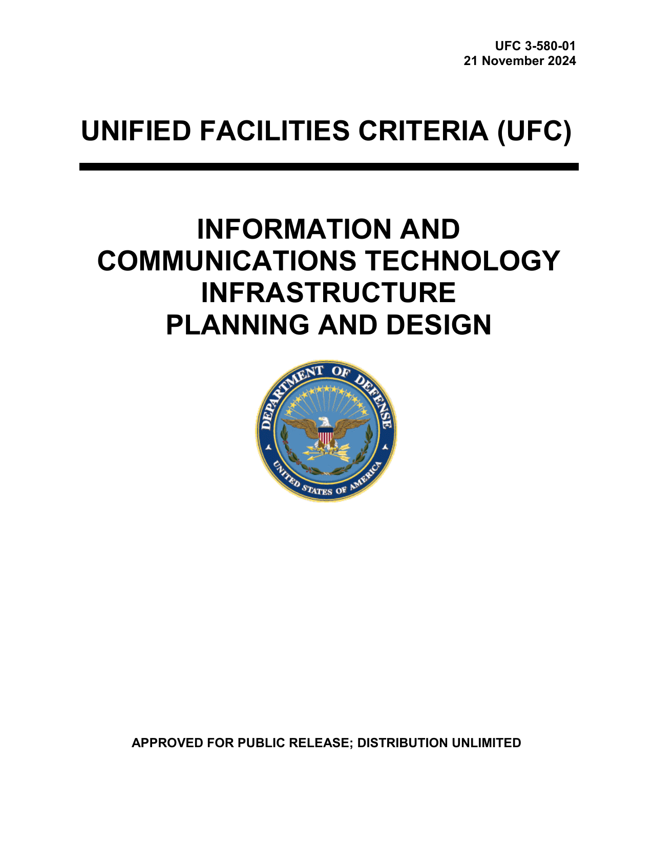 UFC 3-580-01: Telecommunications / ICT Infrastructure Planning and Design
