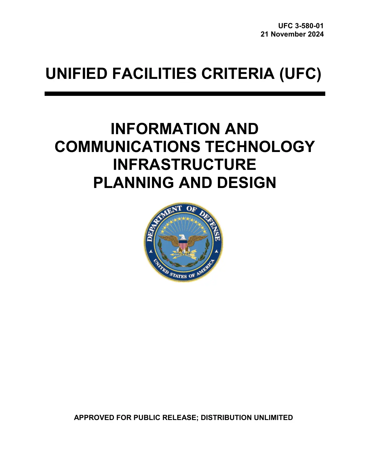 UFC 3-580-01: Telecommunications / ICT Infrastructure Planning and Design
