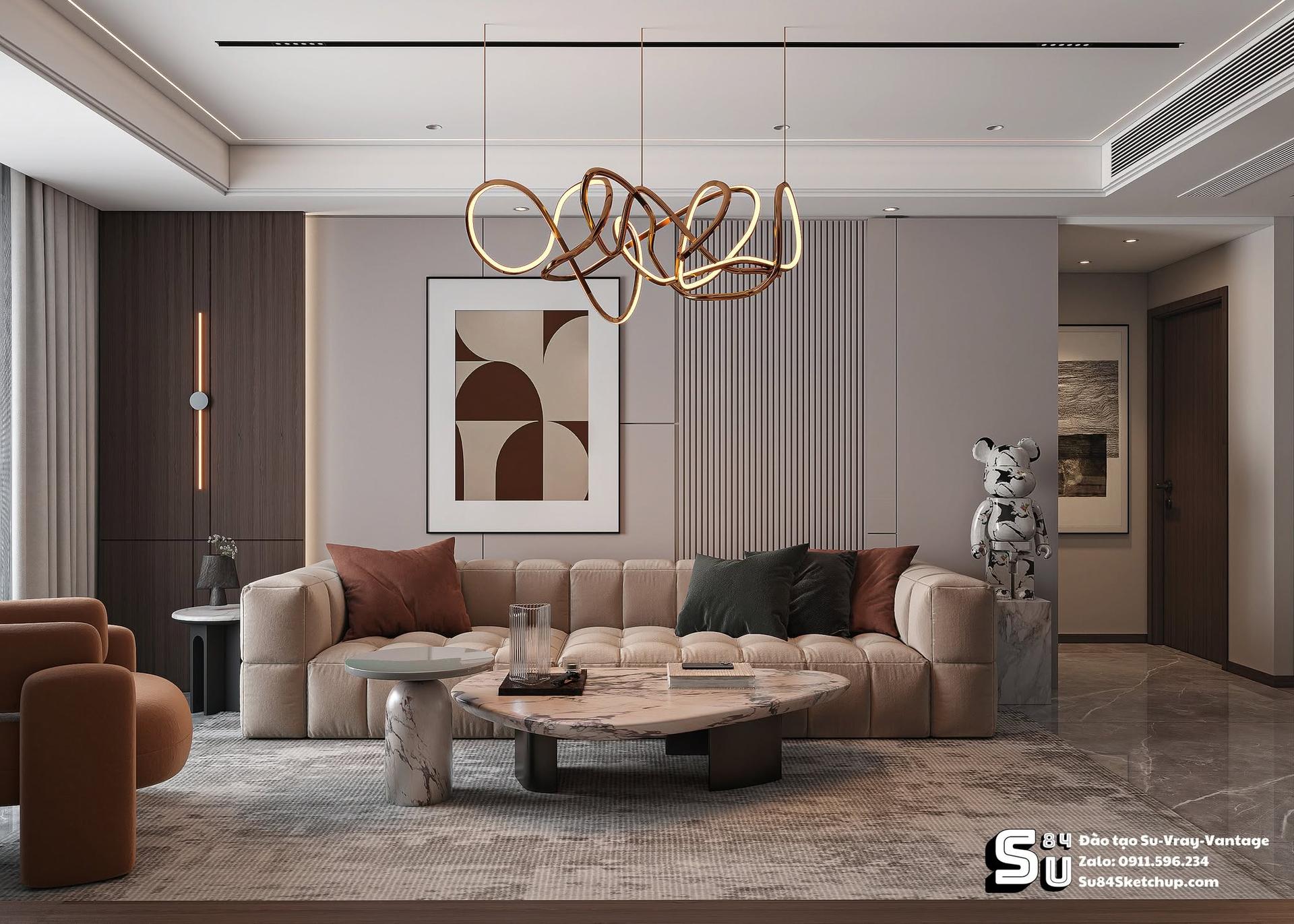 Contemporary Living room – Kitchen Interior