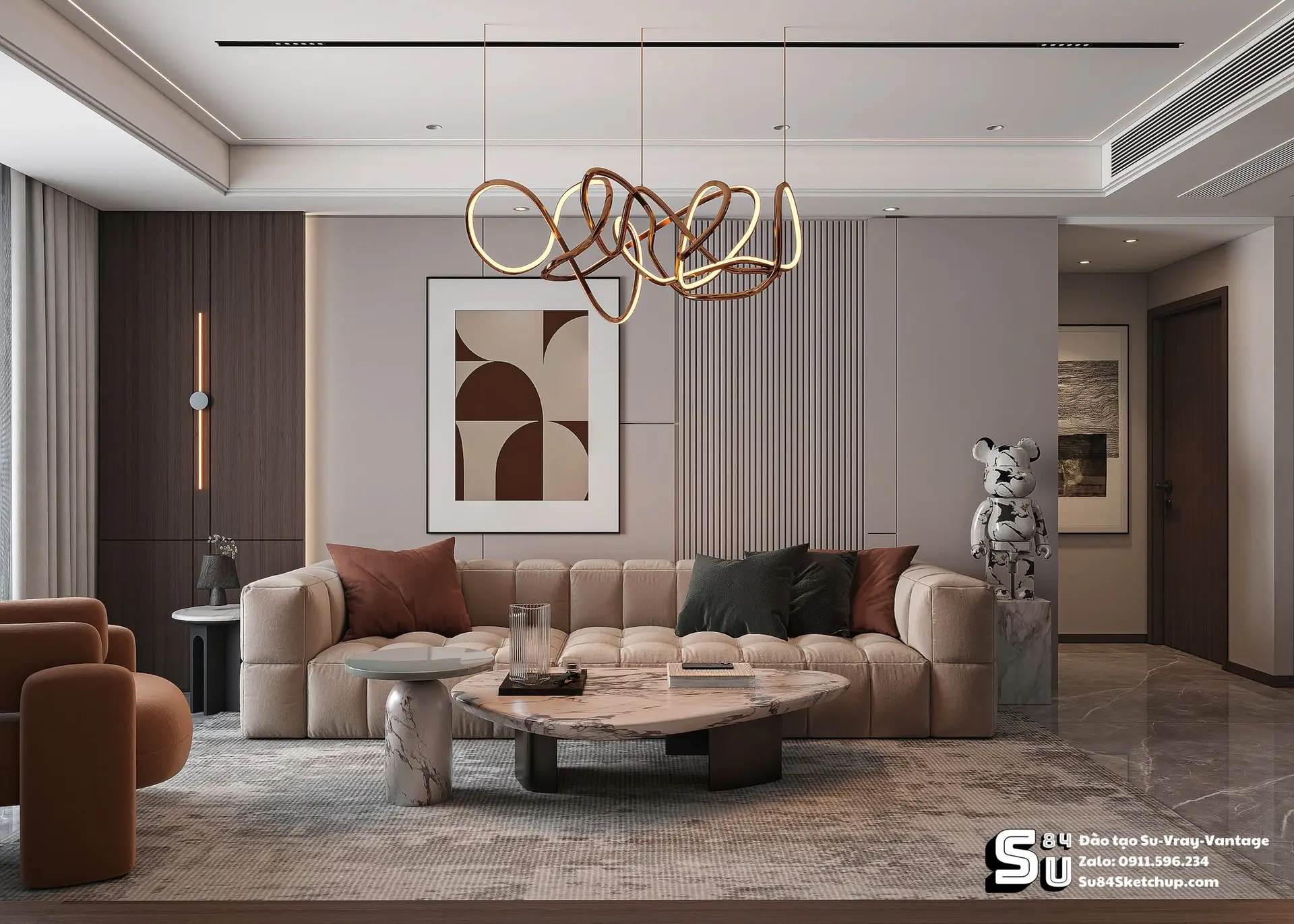 Contemporary Living room – Kitchen Interior
