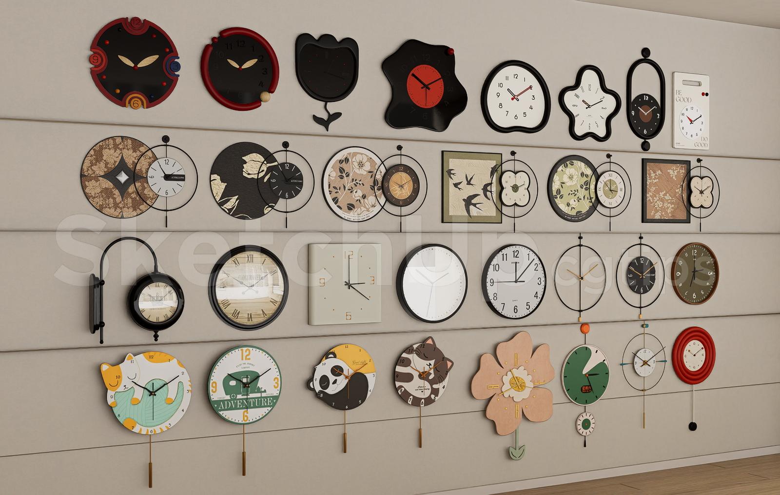 Nordic Style Wall Clocks and Pendulum Clocks Set