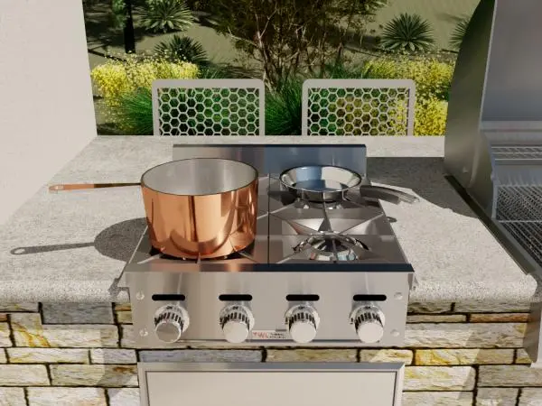 Outdoor Barbecue - Drop-in - with flames - parametric