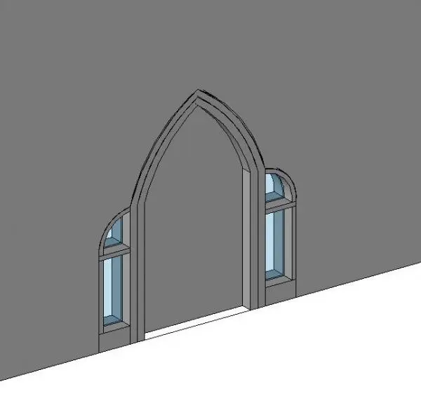 Parametric Door with Arced Sidelites — preview 1, by Peyman Gh (RevitCity, CC0)