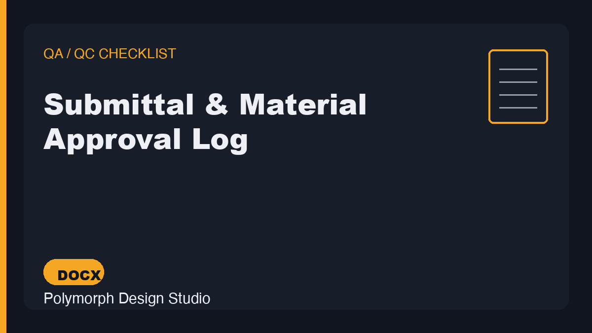 Submittal & Material Approval Log