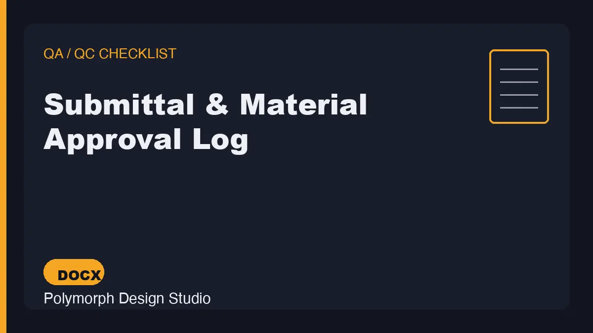 Submittal & Material Approval Log