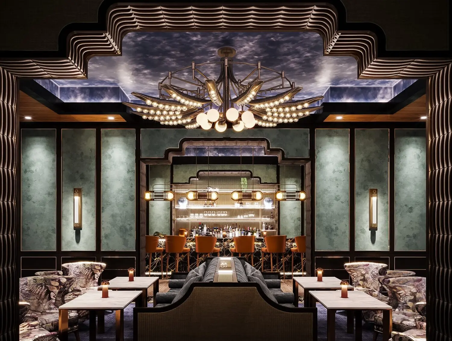 Interior Bar Restaurant Scene 244