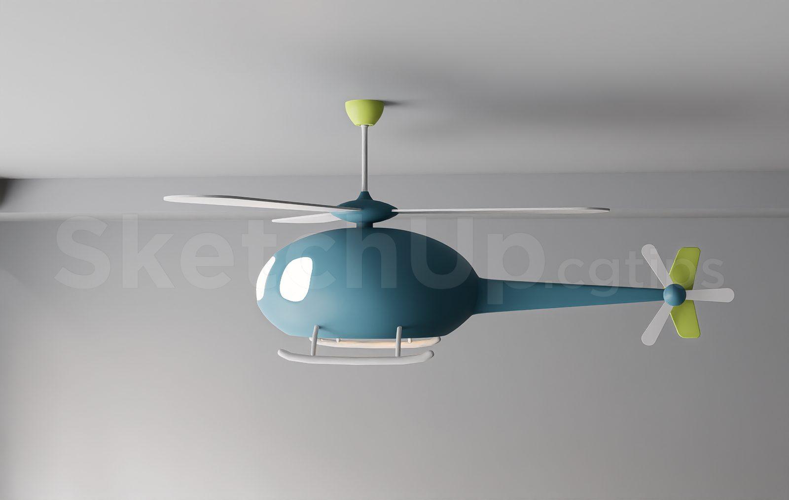 Cute Cartoon Helicopter Ceiling Lamp and Fan