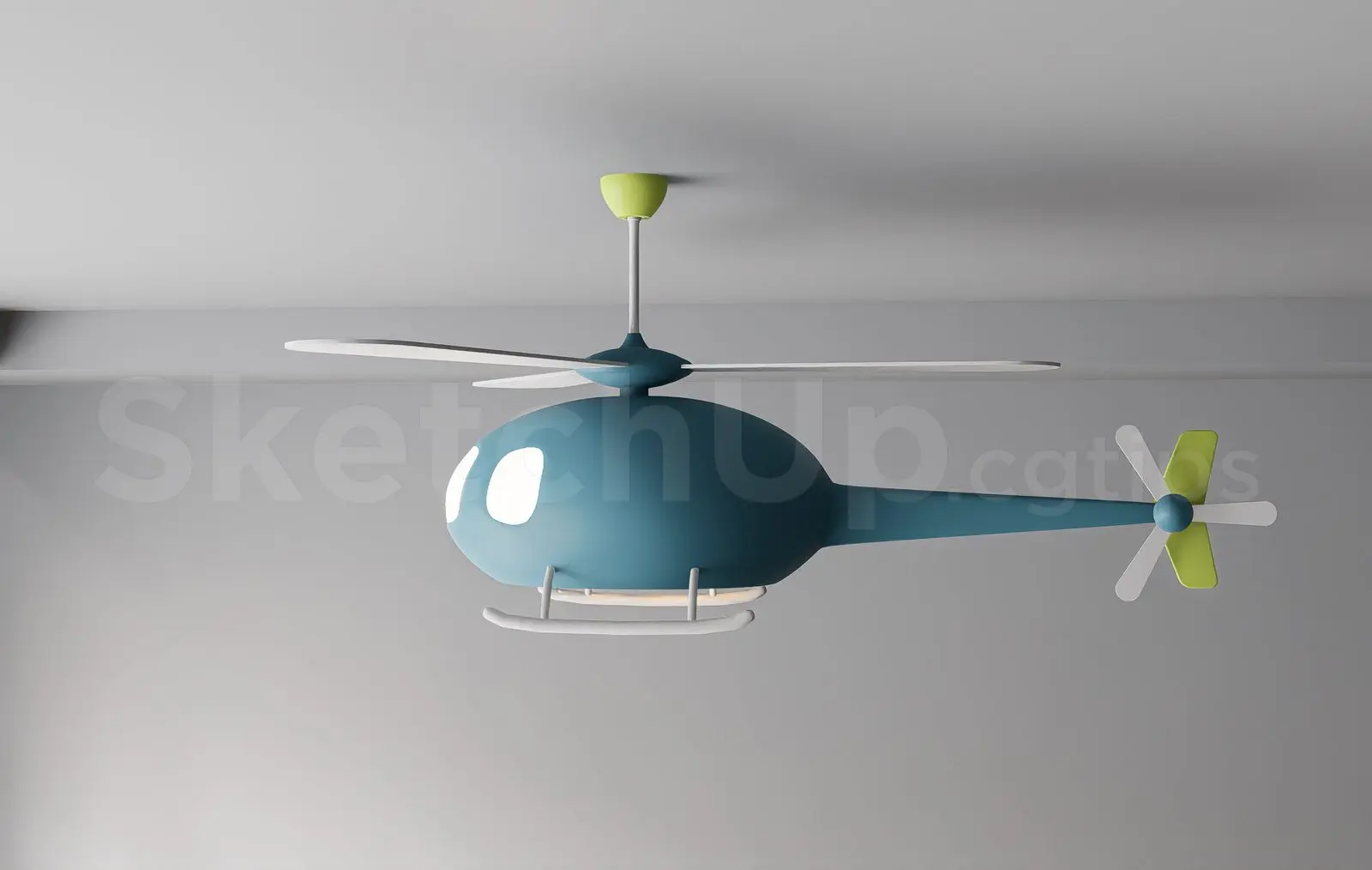 Cute Cartoon Helicopter Ceiling Lamp and Fan — preview 1 (cgtips, CC0)