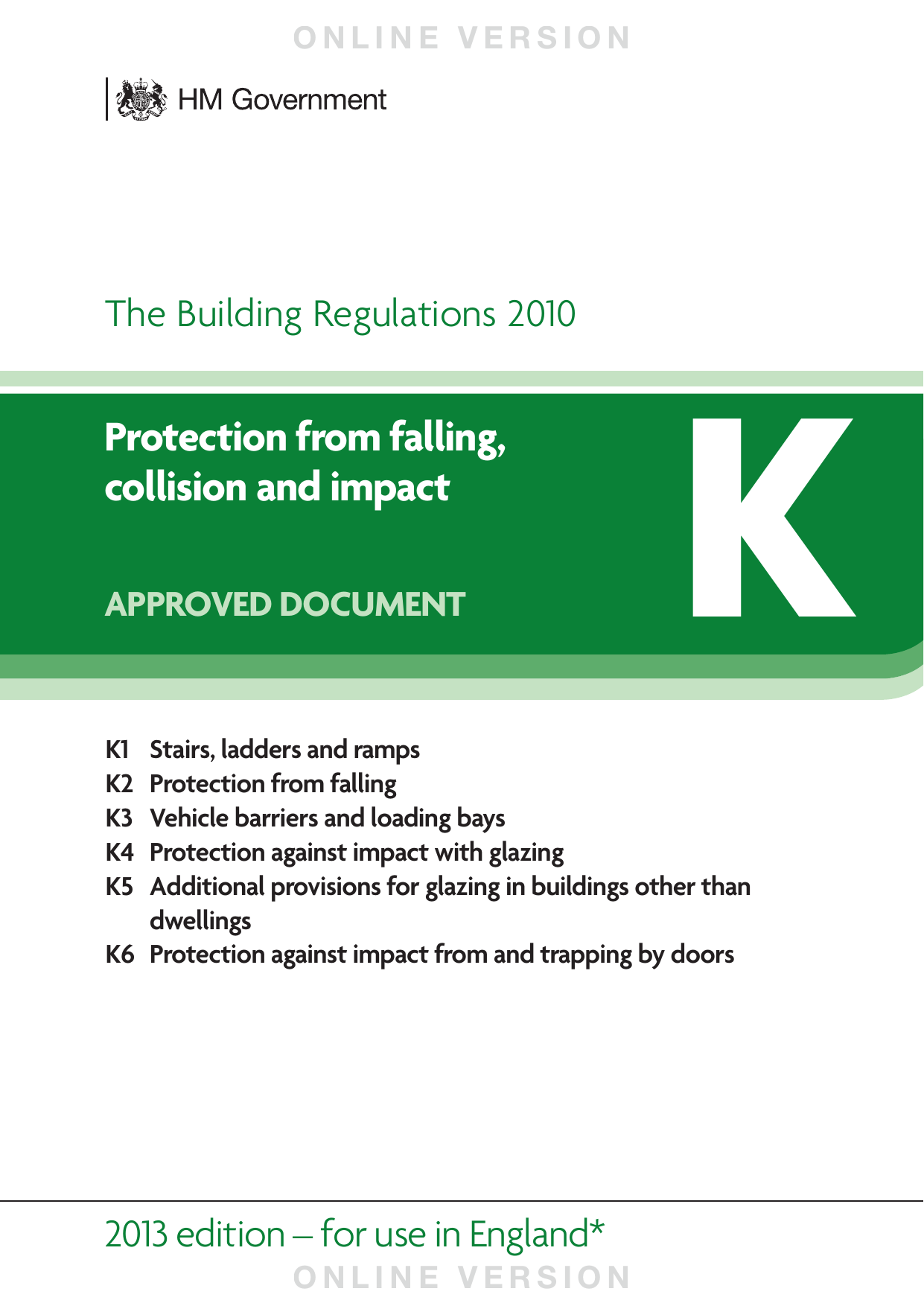 Approved Document K: Protection from falling, collision and impact