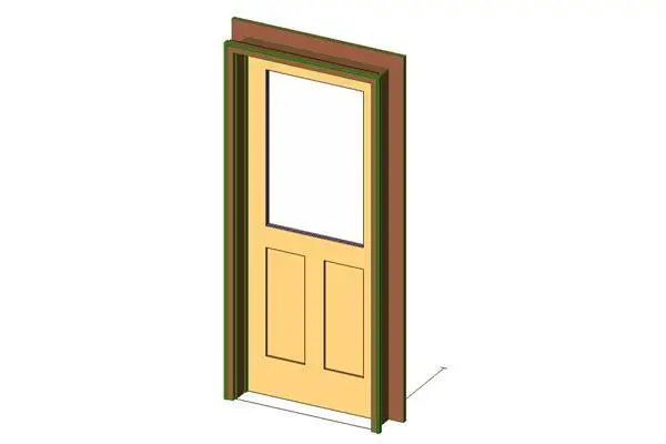 Ext-Single-Half Glass-Colonial Reg Casing Door — preview 1, by Abe J. Degnan (RevitCity, CC0)